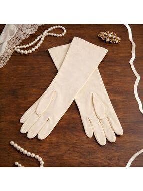 Vintage 50s Wear Right Cream Opera Gloves Size 6 Elbow Length